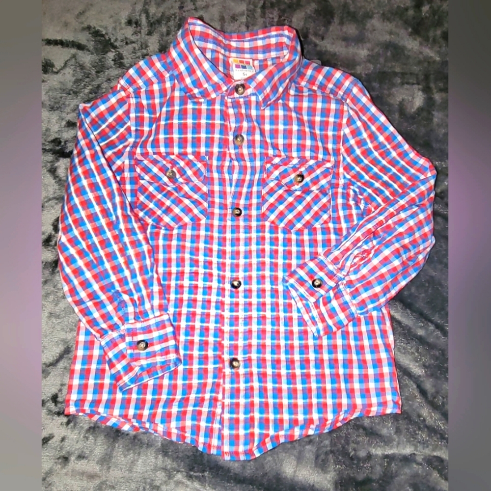 Healthtex Red and Blue Plaid Button Down Shirt